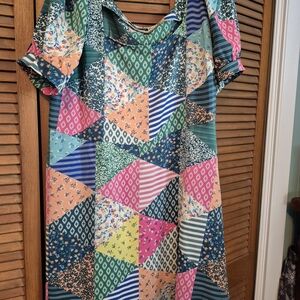 SHEIN Multicolor Geometric Patchwork Dress